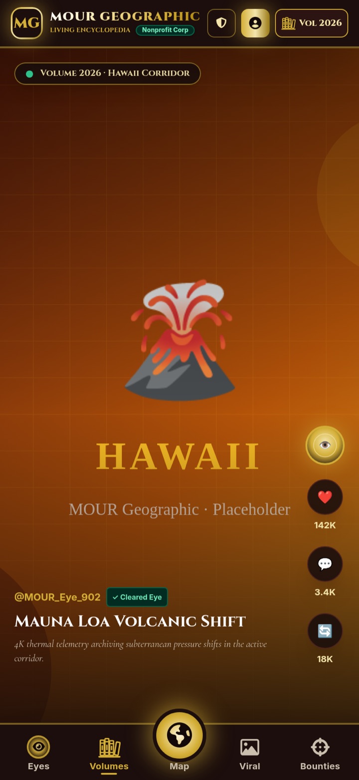 MOUR Geographic app screen: Volume