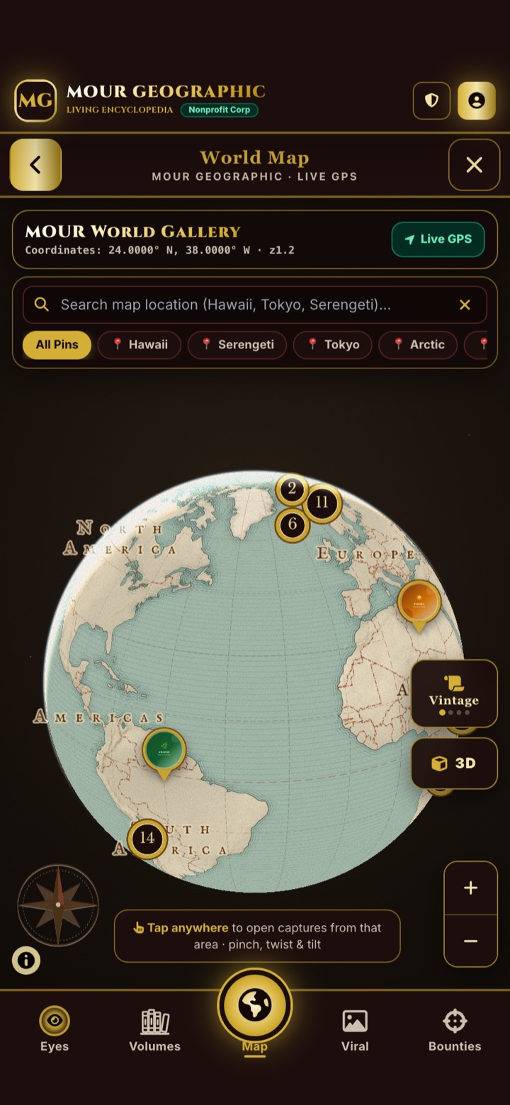 MOUR World Gallery map in the app